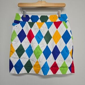 Royal & Awesome Argyle Golf Skirt Womens Size 8 Multicolor‎ Cotton Preppy Sporty